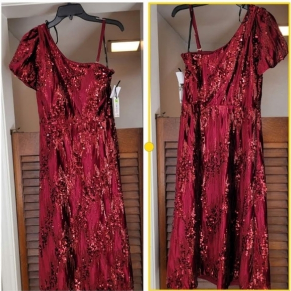 NWT KENSIE Burgundy Velvet Midi Dress sz 6 - Picture 4 of 16